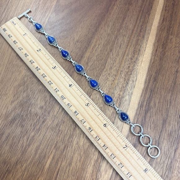 Lapis Lazuli Gemstone Bracelet Blue Southwest Boho Vintage Style New 925 - Picture 6 of 6